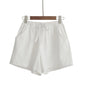 Short Feminino de Algodão e Linho de Cintura Alta