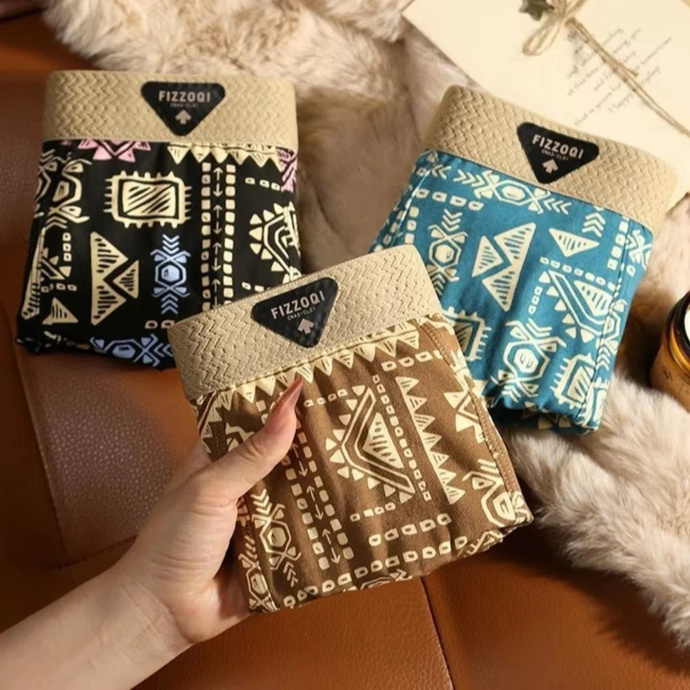 Cuecas Boxer Masculinas em Estilo Retrô Étnico