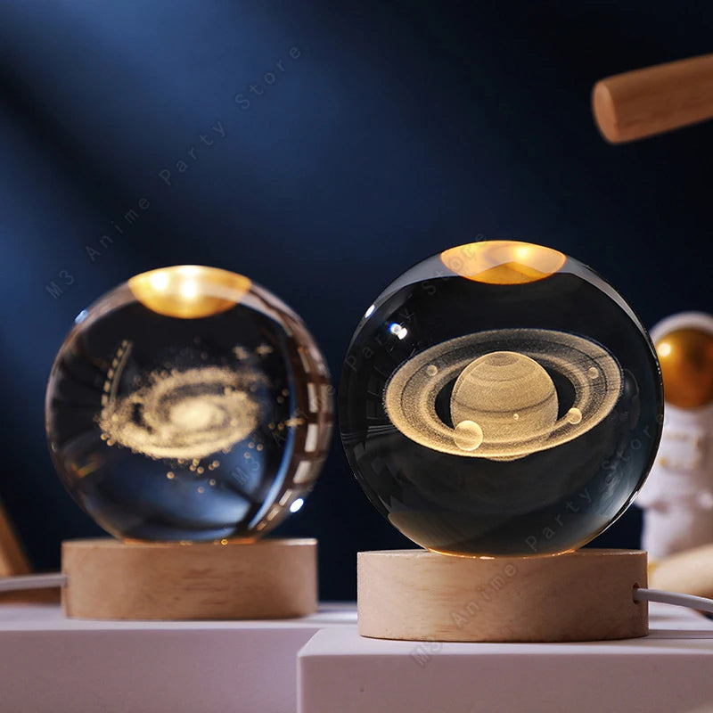 Luminária Noturna de Bola de Cristal 3D com LED