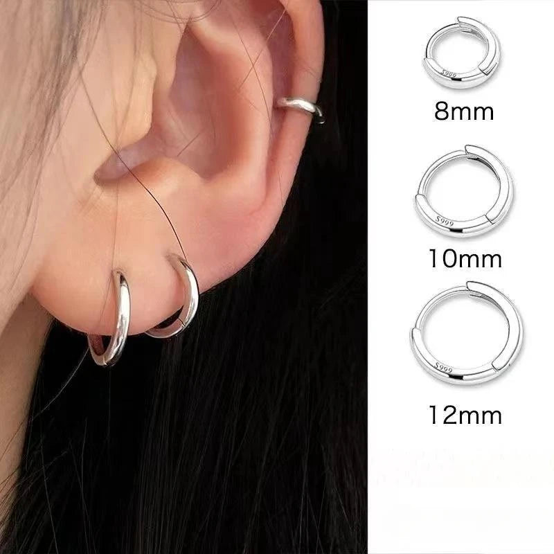 Conjunto de 3 Pares de Brincos de Argola Huggie Minimalistas em Aço