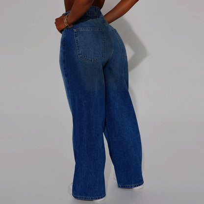 Calça Jeans de Perna Reta Cintura Alta