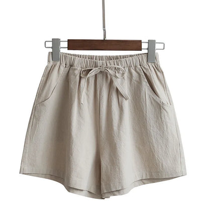 Short Feminino de Algodão e Linho de Cintura Alta