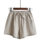 Short Feminino de Algodão e Linho de Cintura Alta