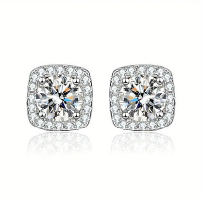 Conjunto de Brincos Redondos e Quadrados com Diamante