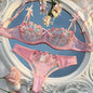 Lingerie Romântica com Renda de Malha Floral e Laço