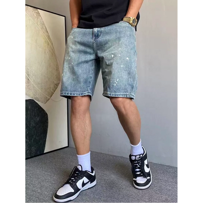 Bermudas Jeans Masculinas de Verão Estilo American High Street