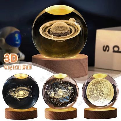 Luminária Noturna de Bola de Cristal 3D com LED