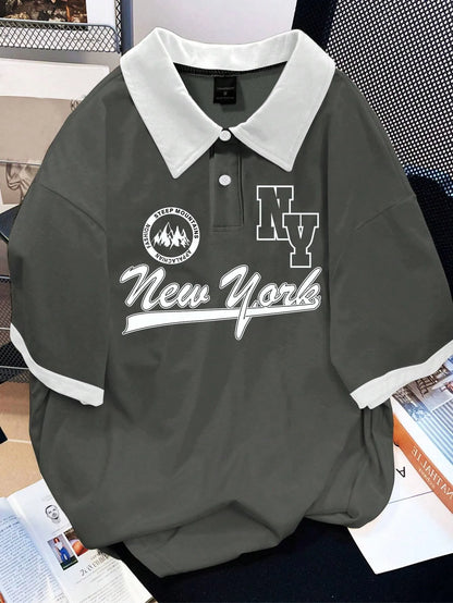 Camisa Polo com Estampa de Letras