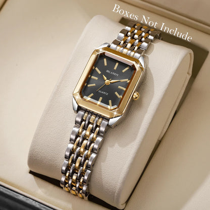 Relógio Feminino Retangular com Pulseira de Aço