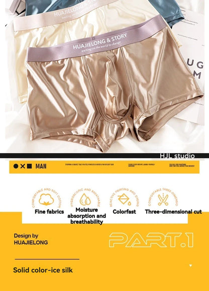 Kit 1 ou 3 Unidades de Cuecas Boxer em Seda Gelo e Cetim