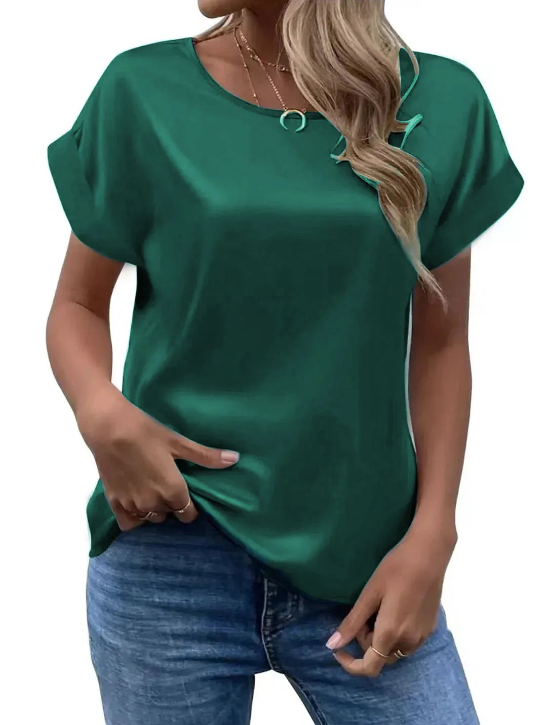 Blusa de Cetim Manga Morcego