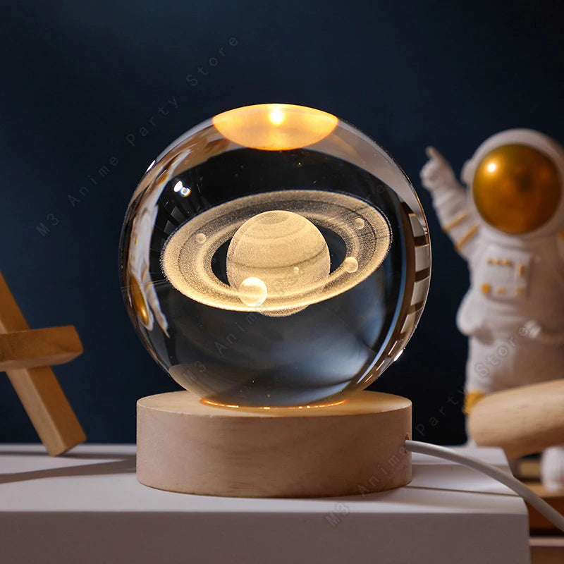 Luminária Noturna de Bola de Cristal 3D com LED