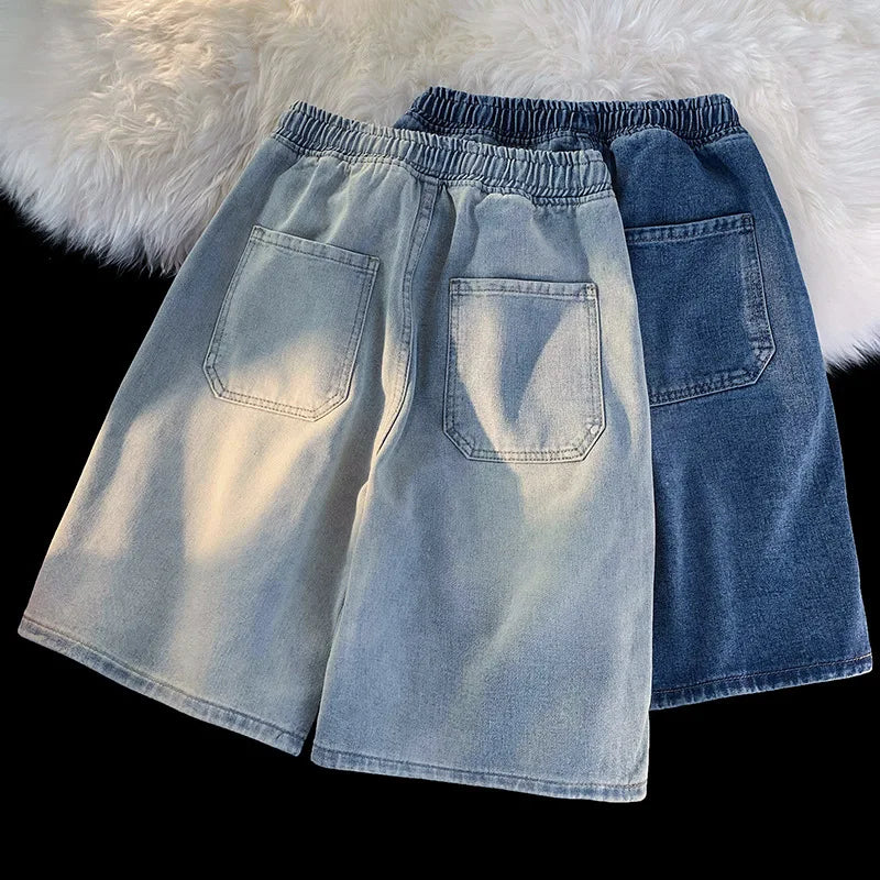 Bermuda Jeans Casual de Cintura Baixa