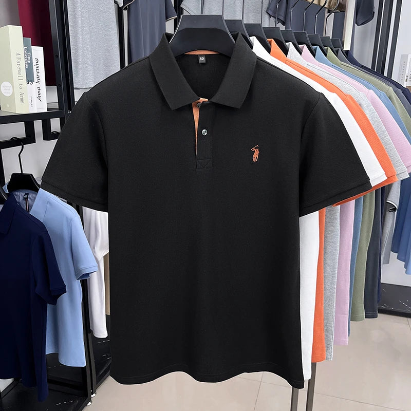 Camisa Polo 100% Algodão com Bordado de Cavalo