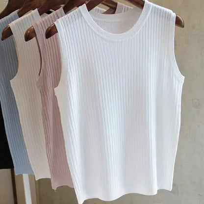 Blusas Casuais Finas Sem Mangas