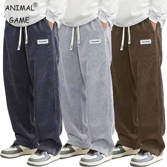 Calça Casual de Veludo Cotelê