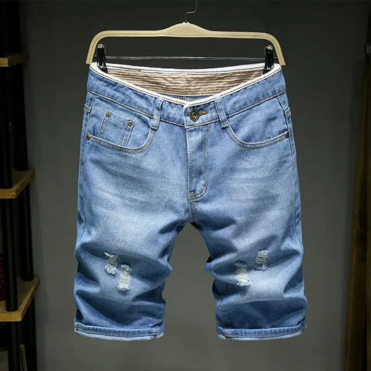 Bermuda Jeans Slim Fit com Elasticidade em Tecido Fino