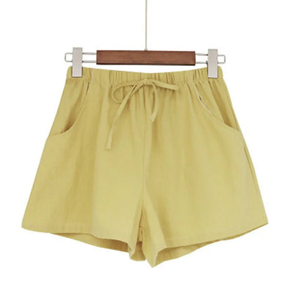 Short Feminino de Algodão e Linho de Cintura Alta
