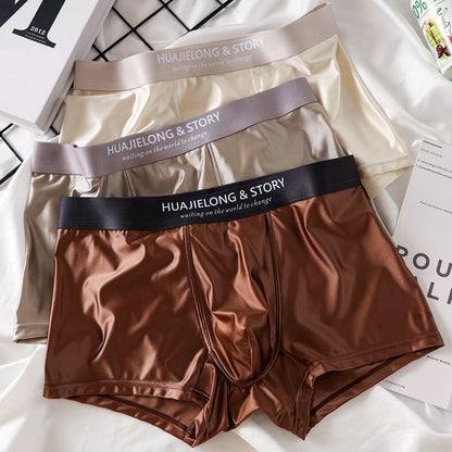 Kit 1 ou 3 Unidades de Cuecas Boxer em Seda Gelo e Cetim