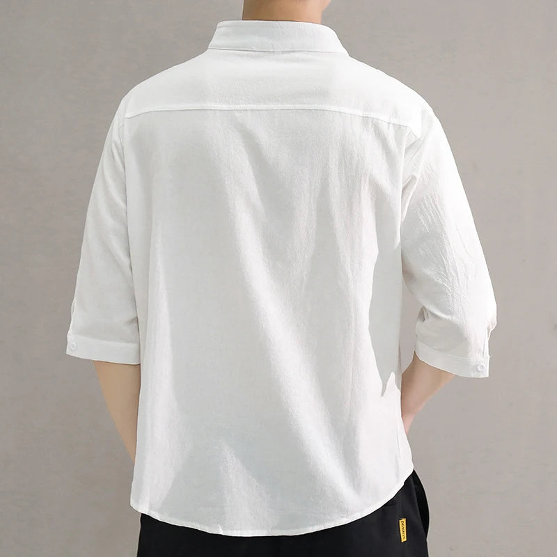 Camisa Estilo Casual com Gola Padre