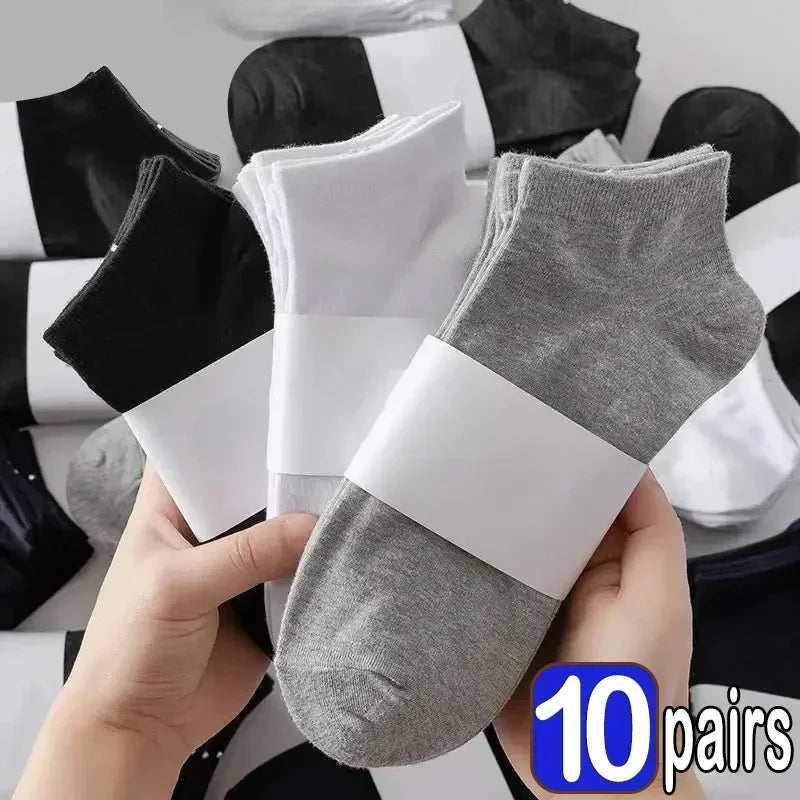 Kit com 5 ou 10 Pares de Meias Curtas Esportivas de Algodão