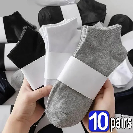 Kit com 5 ou 10 Pares de Meias Curtas Esportivas de Algodão