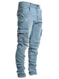 Calça Jeans Cargo com Vários Bolsos