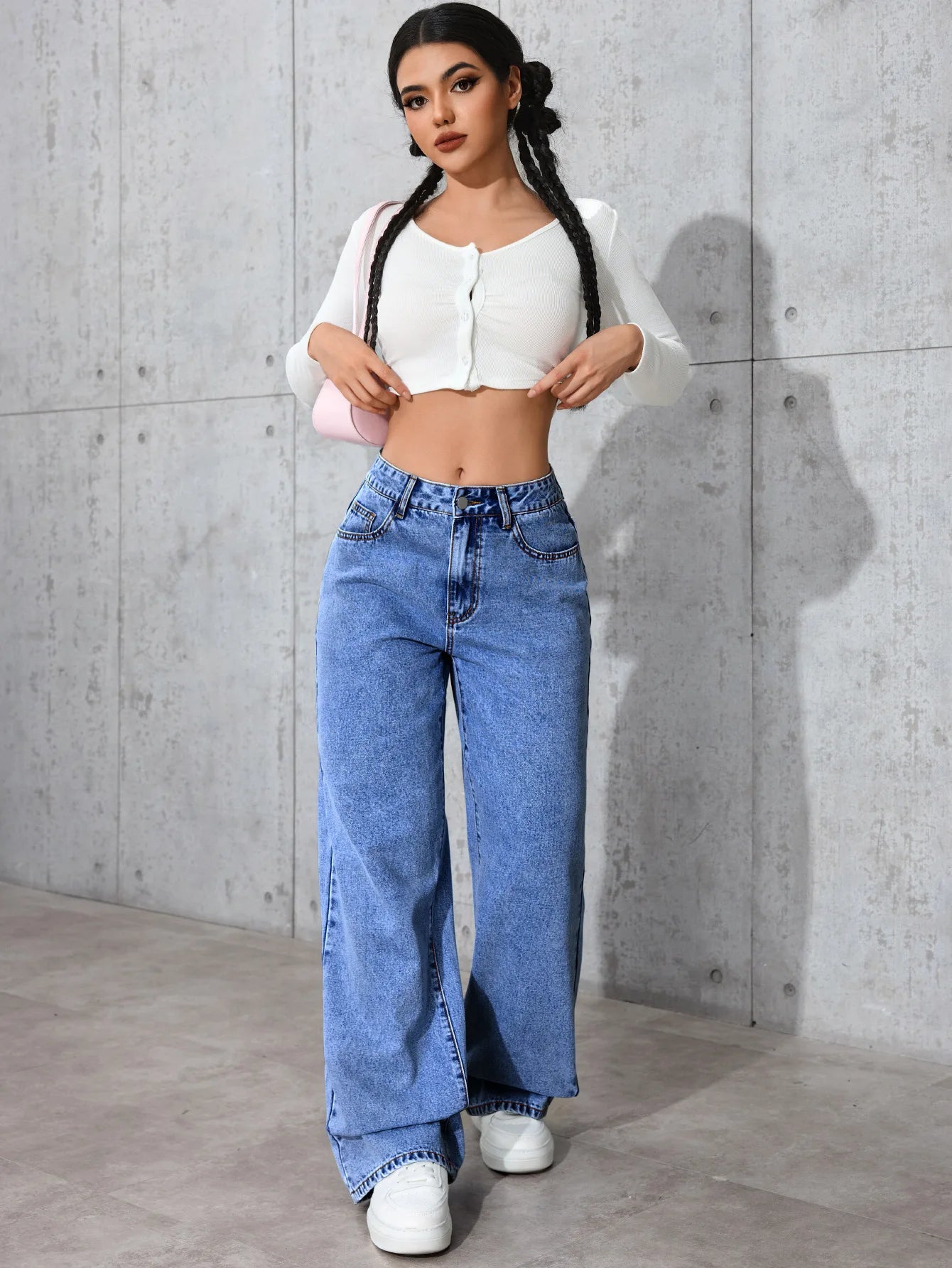 Jeans Femininos de Cintura Alta e Modelagem Larga (Loose Fit) com Perna Reta