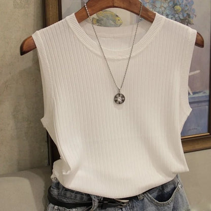 Blusas Casuais Finas Sem Mangas