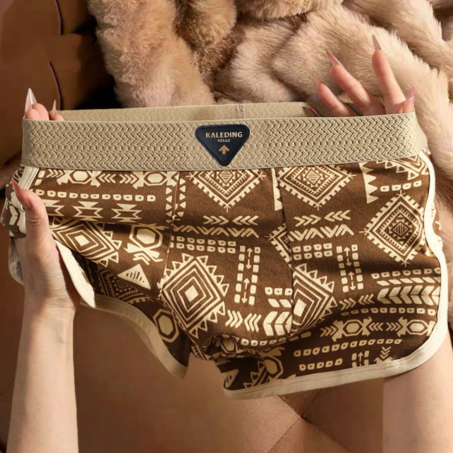 Cuecas Boxer Masculinas em Estilo Retrô Étnico